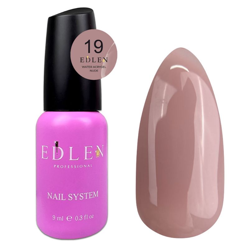 Акрил-гель для нігтів Edlen Water Acrygel Nude №19 (холодний бежевий) 9 мл