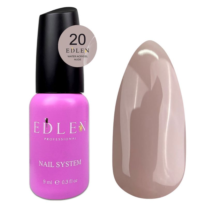 Акрил-гель для нігтів Edlen Water Acrygel Nude №20 (сіро-бежевий) 9 мл