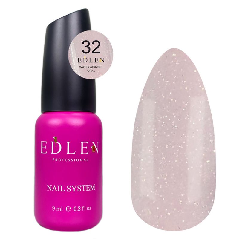 Акрил-гель для нігтів Edlen Water Acrygel Opal №32 (бежево-рожевий із шиммером) 9 мл