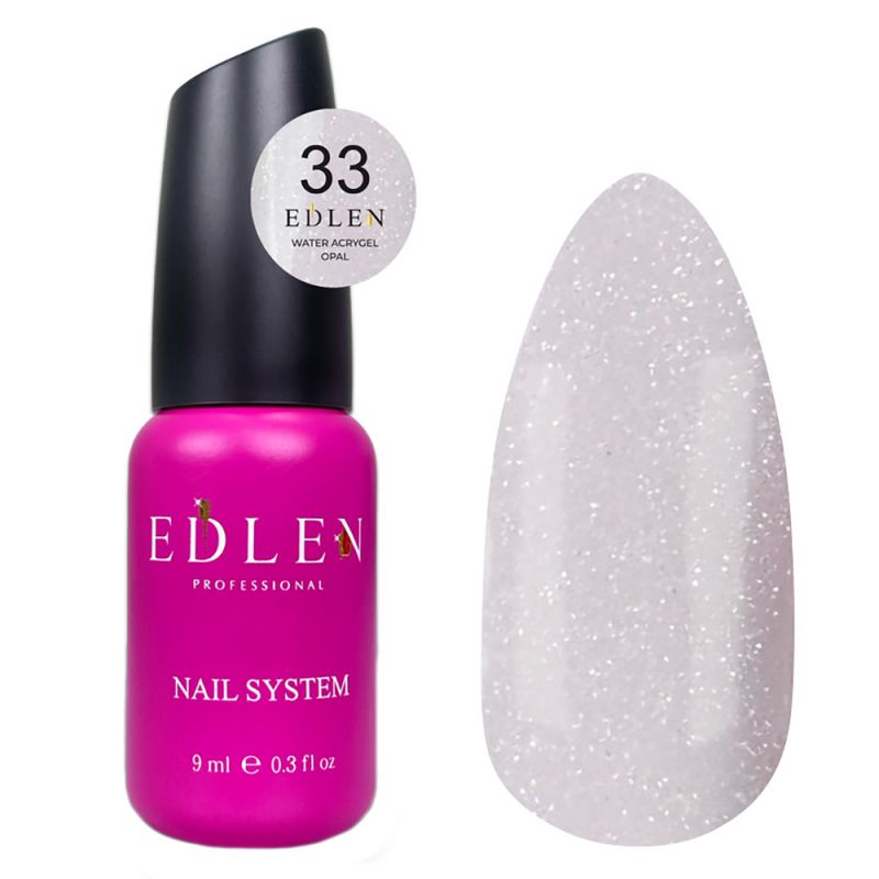 Акрил-гель для нігтів Edlen Water Acrygel Opal №33 (молочний сіро-рожевий з шиммером) 9 мл