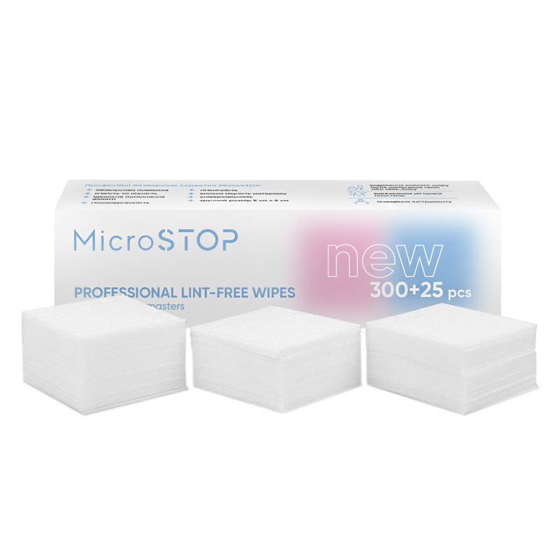 Салфетки одноразовые безворсовые MicroStop 5х5 см (белый) 325 штук