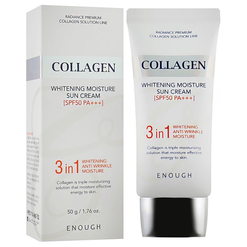 Сонцезахисний крем для обличчя Enough Collagen 3 in 1 Whitening Moisture Sun Cream 50 г