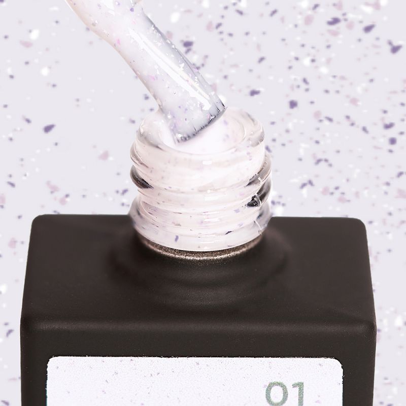 Камуфлирующая база Nails Of The Day Potal Base №01 (фиолетово-молочный с серебристо-фиолетовой поталью) 10 мл