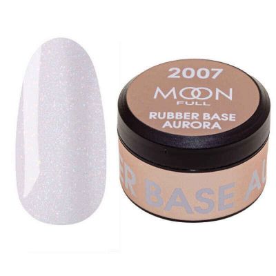 Камуфлирующая база Moon Full Rubber Base Aurora №2007 (молочно-розовый с шиммером) 15 мл