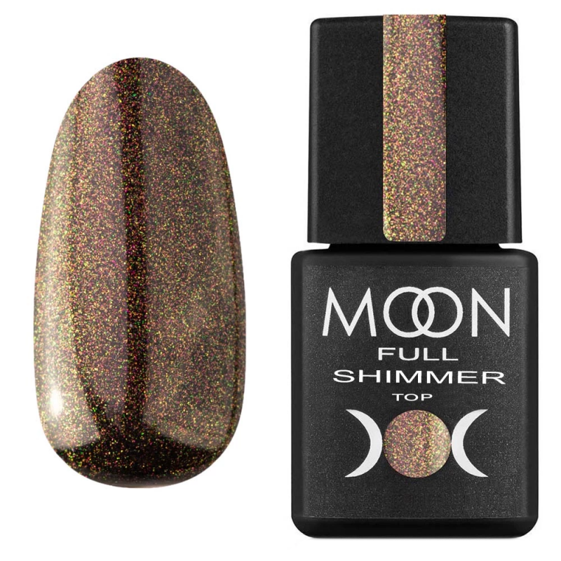 Топ для гель-лака Moon Full Shimmer Top №1026 (с золотым жемчужным шиммером) 8 мл