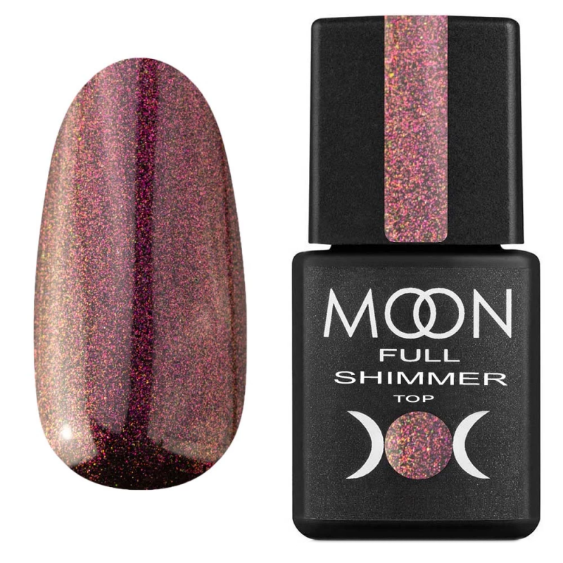Топ для гель-лаку Moon Full Shimmer Top №1030 (з рожевим перловим шиммером) 8 мл