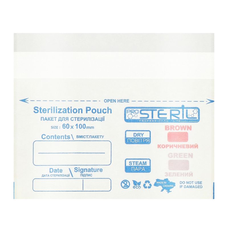 Крафт-пакет для стерилізації ProsteriL Sterilization Pouch 60х100 мм (білий) 100 штук