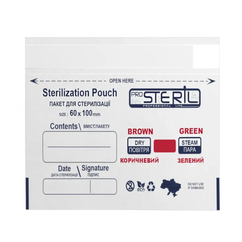 Крафт-пакет для стерилізації ProsteriL Sterilization Pouch 60х100 мм (білий крафт) 100 штук
