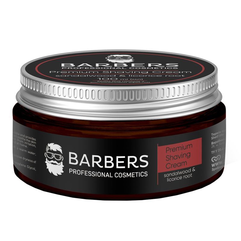 Крем для бритья успокаивающий Barbers Premium Shaving Cream Sandalwood-Licorice Root 100 мл