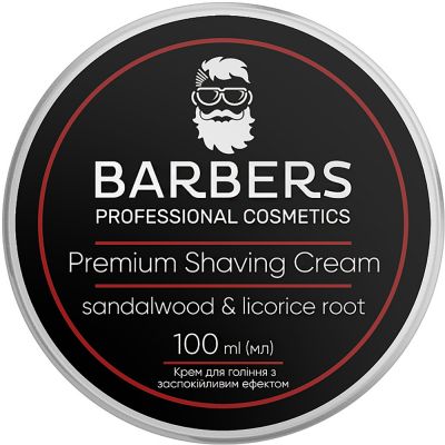 Крем для гоління заспокійливий Barbers Premium Shaving Cream Sandalwood-Licorice Root 100 мл