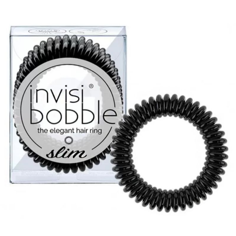 Резинка для волос Invisibobble Slim Hair Ring True Black (черный) 3 штуки