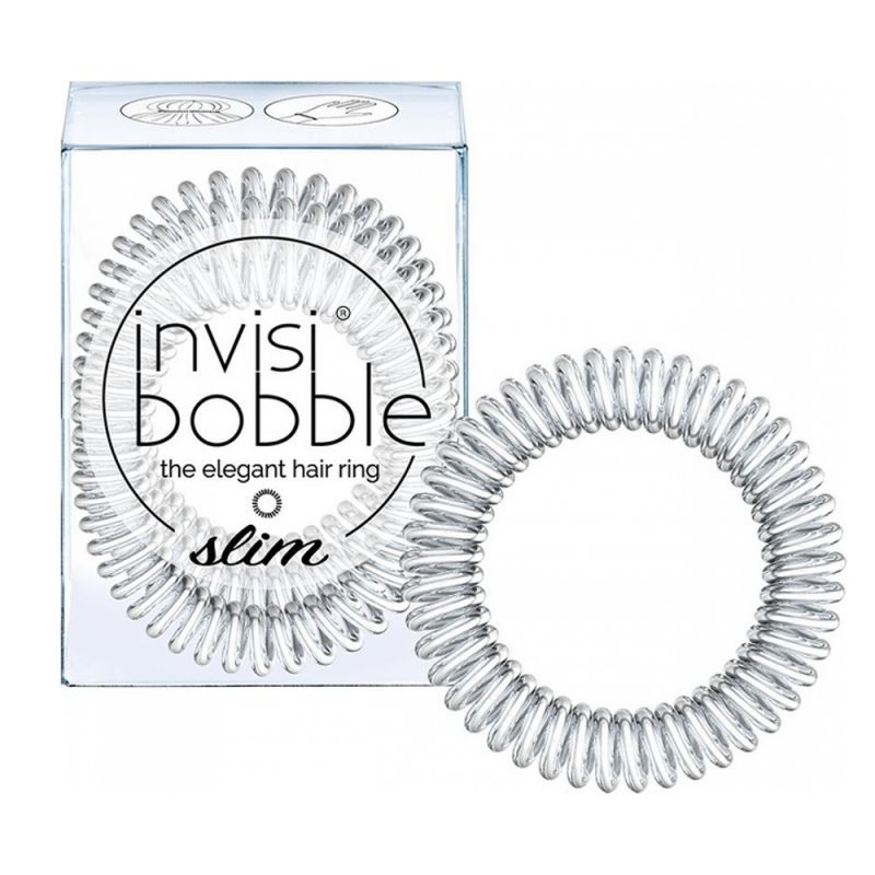 Резинка для волос Invisibobble Slim Hair Ring Chrome Sweet Chrome (серый) 3 штуки