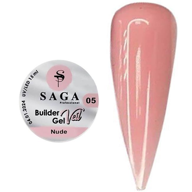 Гель для наращивания Saga Builder Gel Veil №5 (нежно-розовый) 15 мл