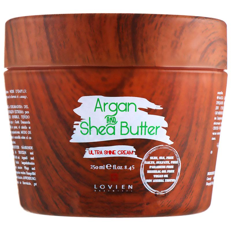 Маска для живлення і блиску волосся Lovien Essential Argan Oil & Shea Butter Ultra Shine Cream 250 мл