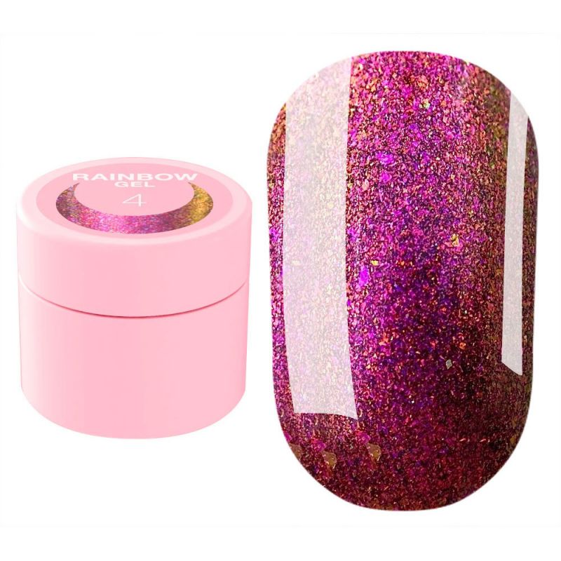 Блискітки для нігтів Luna Rainbow Gel №04 (золотисто-рожевий) 5 мл