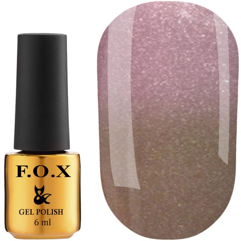 Гель-лак F.O.X Thermo №018 (сірий із золотим мікроблеском, при нагріванні - ніжно-рожевий) 6 мл