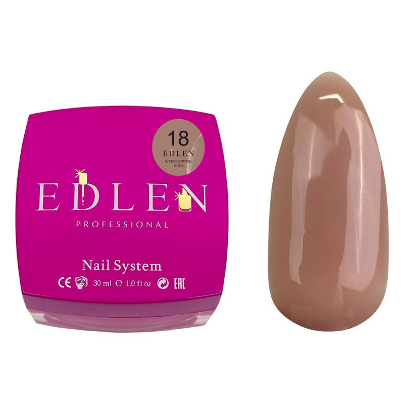 Акрил-гель для нігтів Edlen Water Acrygel Nude №18 (світло-коричневий) 30 мл