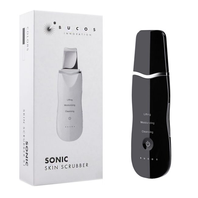 Ультразвуковой ионный скрабер для чистки лица Bucos Sonic Skin Scrubber S1 (черный)