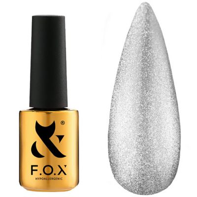 Гель-лак F.O.X Gel Polish Crystal Cat Eye №002 (полупрозрачный серебряный, кошачий глаз) 7 мл