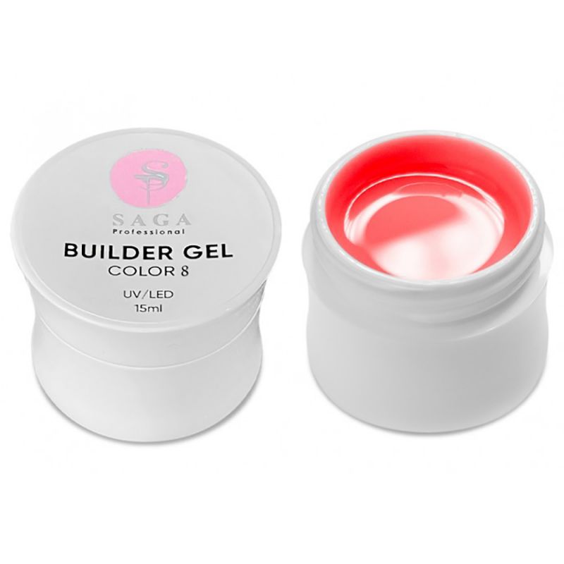 Камуфлюючий гель Saga Builder Color Gel №08 (червоно-рожевий) 15 мл