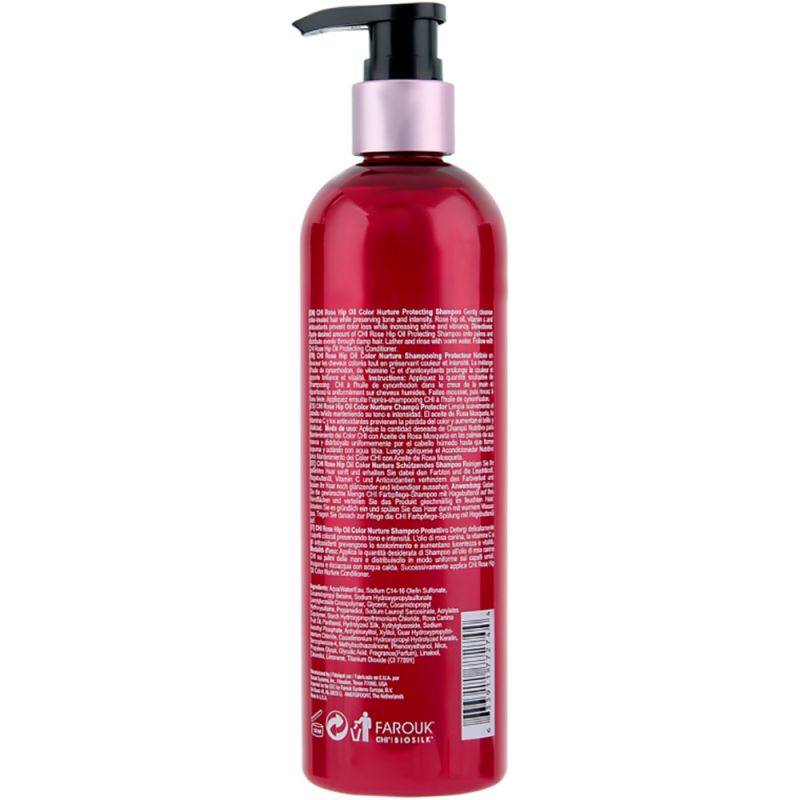 Шампунь для защиты цвета окрашенных волос CHI Rose Hip Oil Protecting Shampoo (с маслом шиповника и кератином) 340 мл