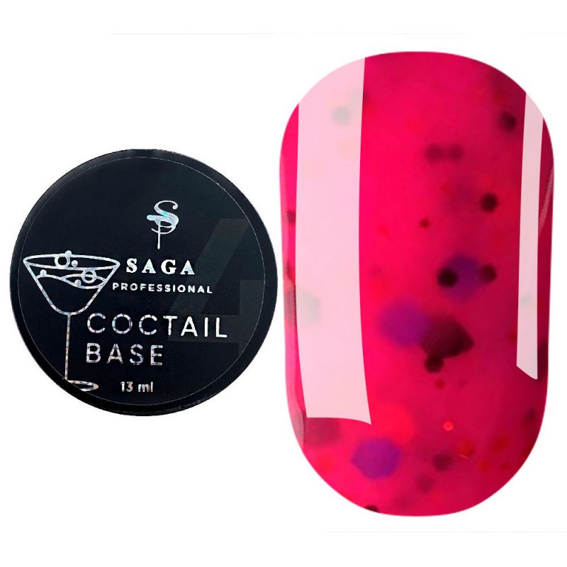 Камуфлююча база Saga Coctail Base №02 (яскравий рожевий з пластівцями) 13 мл