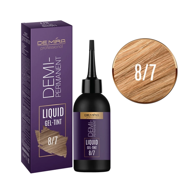 Деміперманентний рідкий гель-тинт для волосся Demira Colored Liquid Pigment 8/7 (світло-русявий коричневий) 120 мл