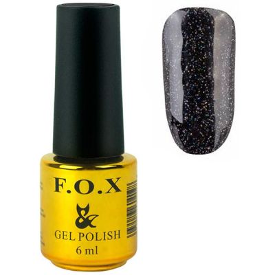 Гель-лак F.O.X Gel Polish Diamond №004 (черный с мелкими голографическими блестками) 6 мл