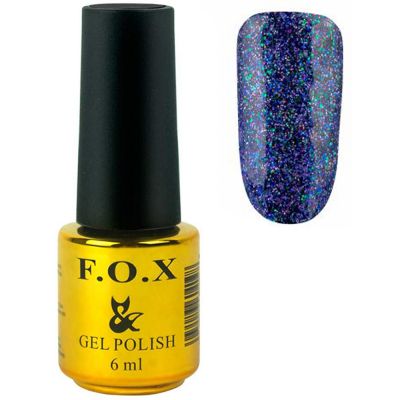 Гель-лак F.O.X Gel Polish Diamond №005 (синій з щільними кольоровими блискітками) 6 мл