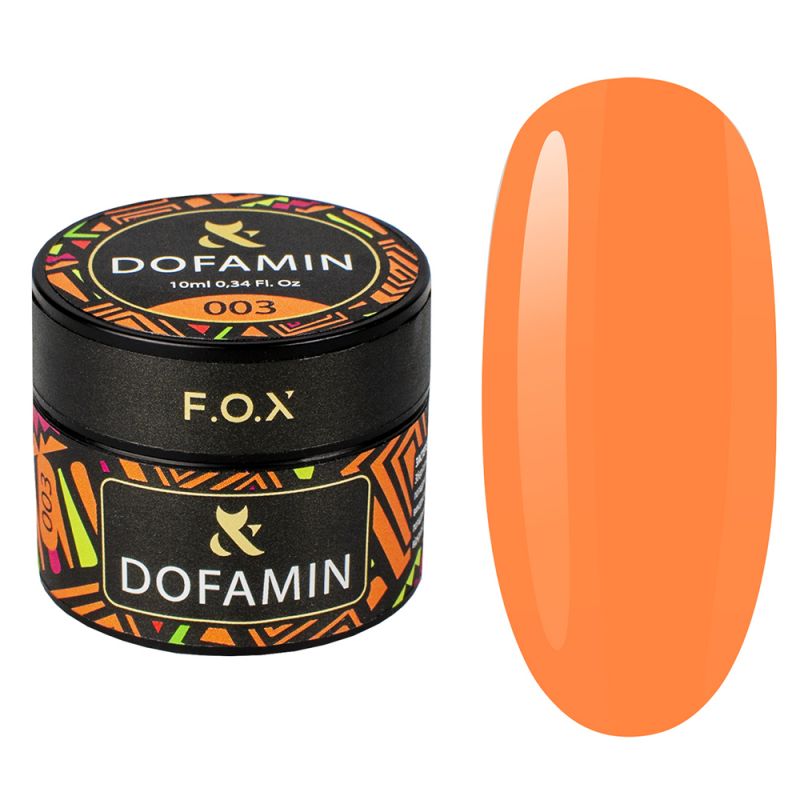 База для гель-лаку камуфлююча F.O.X Dofamin Base №003 (помаранчевий, емаль) 10 мл