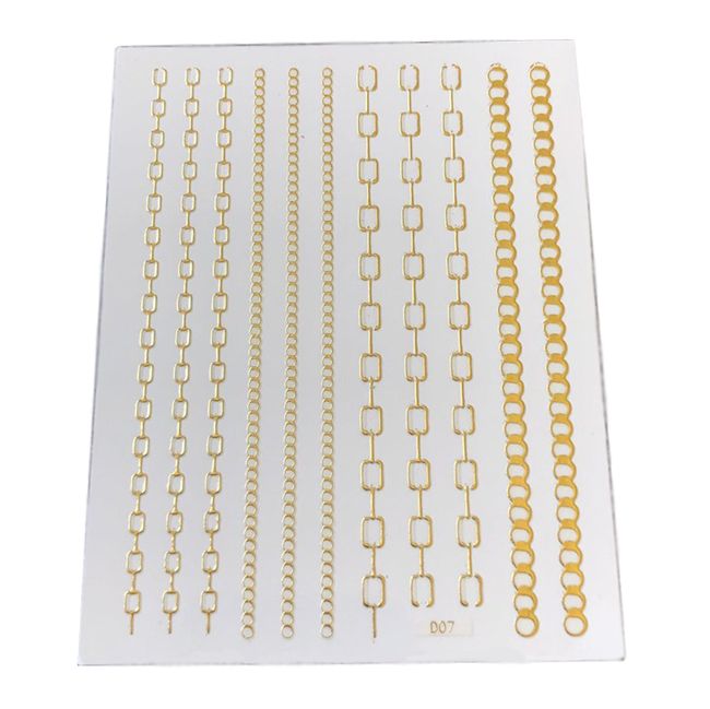 Гнучкі 3D стрічки наклейки для дизайну нігтів Ланцюжки (мікс, М, золото)