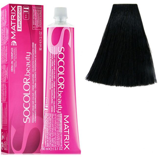 Крем-краска для волос Matrix Socolor.beauty 1A (иссиня-черный пепельный) 90 мл