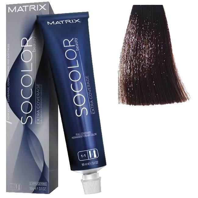 Крем-краска для волос Matrix Socolor.beauty Extra Coverage 505M (светлый шатен мокка, для седины) 90 мл