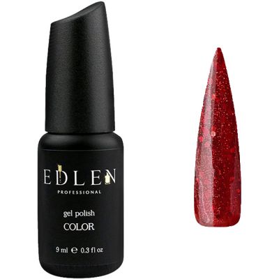 Гель-лак Edlen №15 (темно-червоний з червоними блискітками) 9 мл