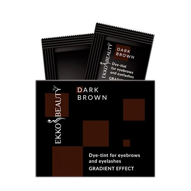 Краска-тинт для бровей и ресниц Ekko Beauty Gradient Effect Dark Brown (темный коричневый) 5 мл