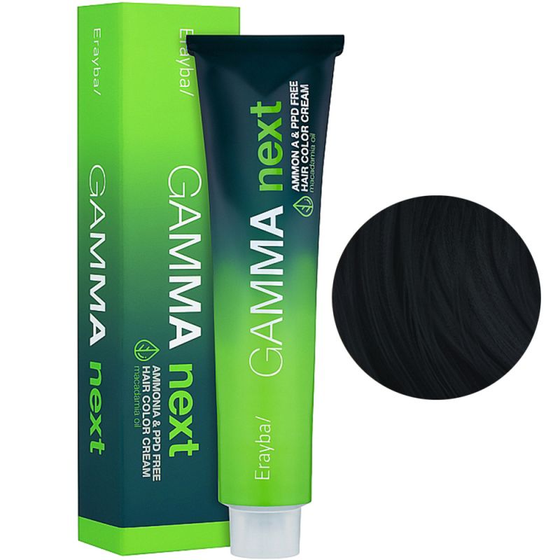 Крем-фарба для волосся безаміачна Erayba Gamma Next 1.00 (чорний) 100 мл