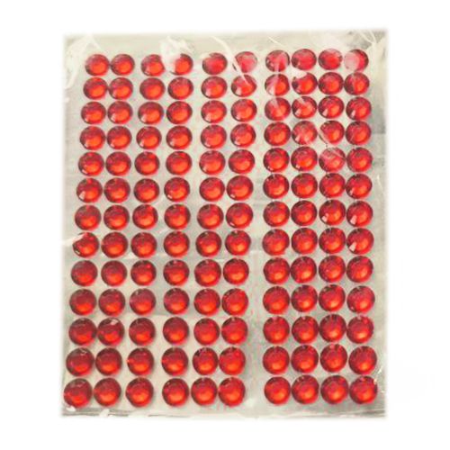 Бусини-кристали для волосся (червоні, на основі) 1 пластина