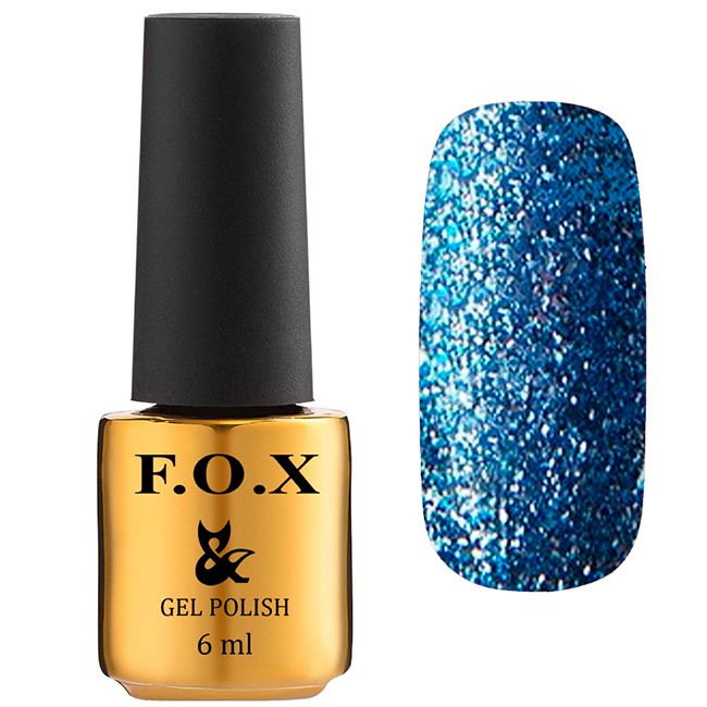Гель-лак F.O.X Gel Polish Gold Brilliance №019 (яркий голубой с блестками) 6 мл