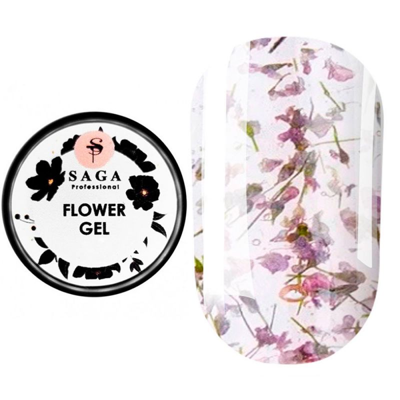 Цветочный гель Saga Flower Gel №1 (фиолетовый с сухоцветами) 5 мл