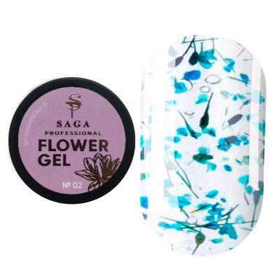 Квітковий гель Saga Flower Gel №02 (з бірюзовими сухоцвітами) 5 мл
