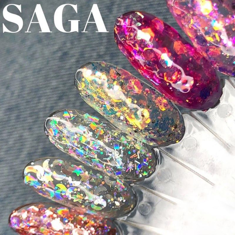 Гель-глиттер Saga Galaxy Glitter №8 (прозрачно-розовый с золотисто-розовыми частицами) 8 мл
