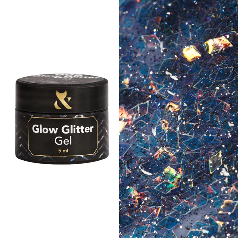 Гель-лак F.O.X Glow Glitter Gel №006 (графитовый с мелкими блестками и слюдой) 5 мл