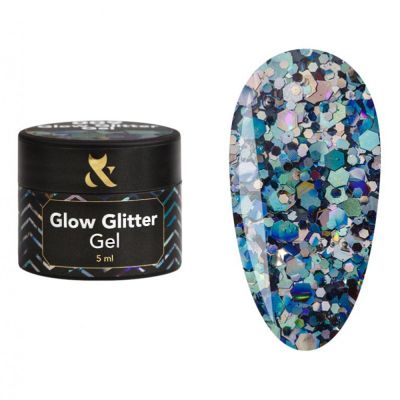 Гель-лак F.O.X Glow Glitter Gel №009 (с фиолетовыми и синими блестками) 5 мл