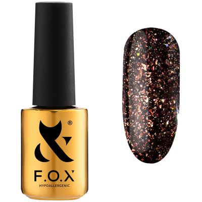 Гель-лак F.O.X Gel Polish Hangover №008 (шоколадный с голографическими блестками и слюдой) 7 мл