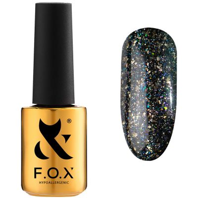 Гель-лак F.O.X Gel Polish Hangover №009 (черный с голографическими блестками и слюдой) 7 мл