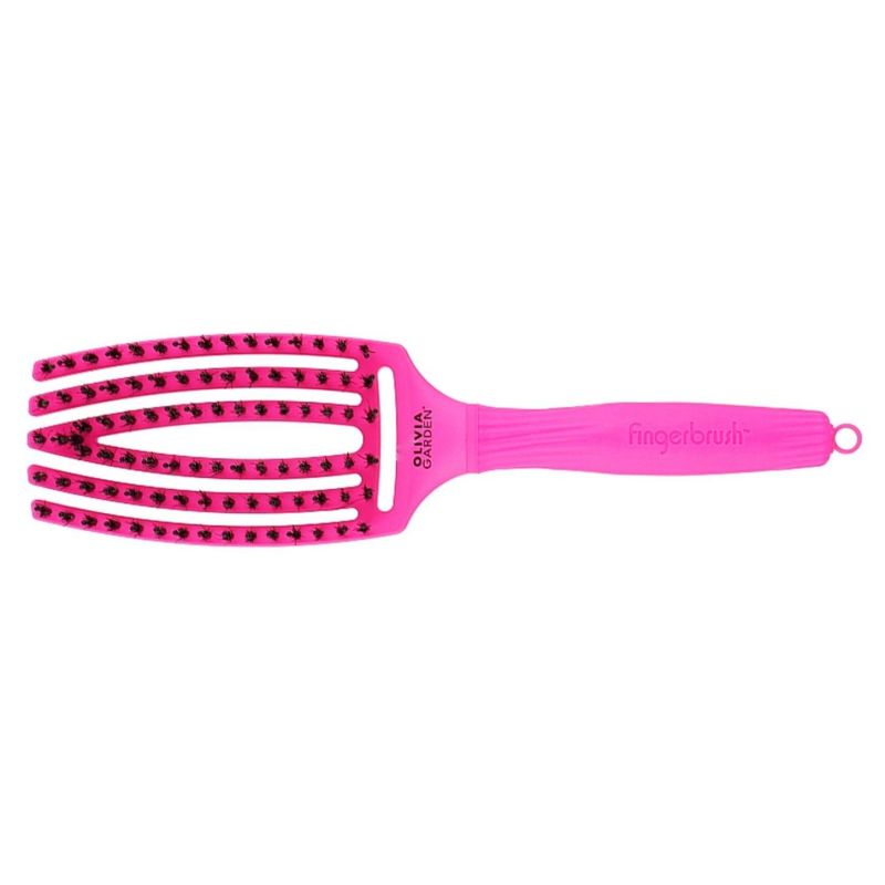 Щітка для укладання Olivia Garden Finger Brush Combo Boar & Nylon Think Pink Neon Pink