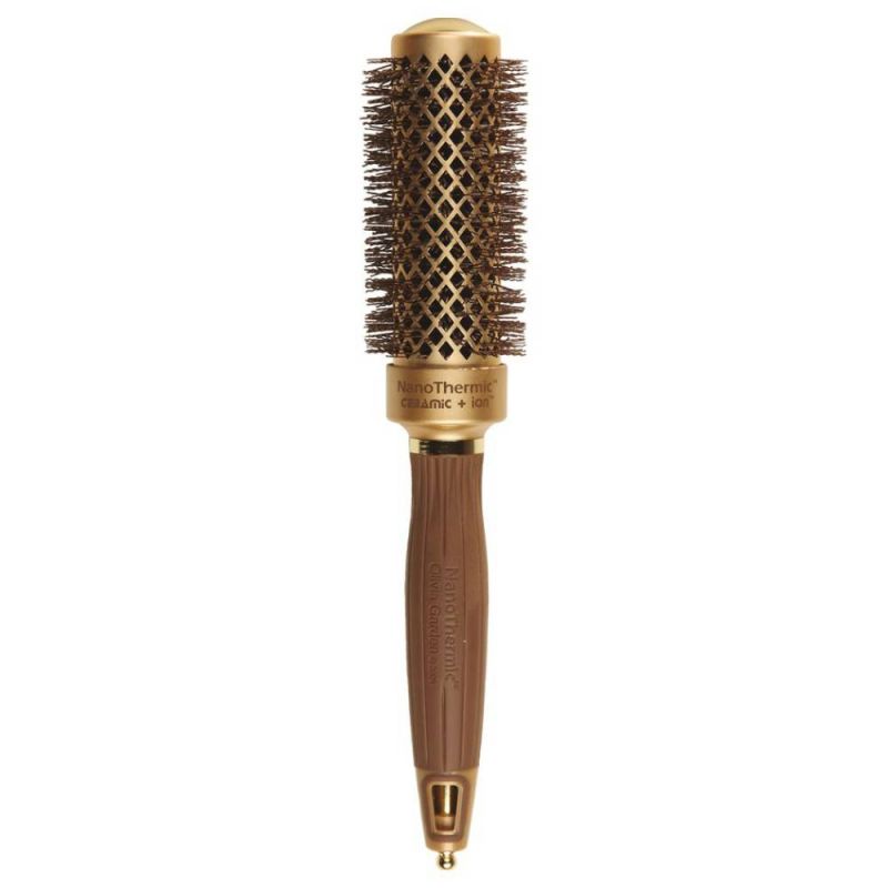 Термобрашинг для волос Olivia Garden Expert Blowout Shine with Wavy Bristles Gold & Brown 35 мм