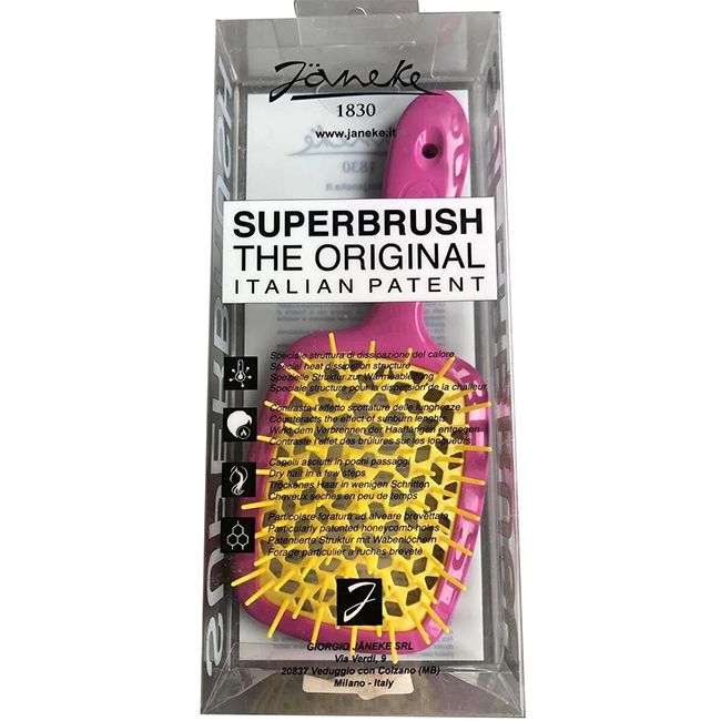 Гребінець для волосся Janeke 1830 Superbrush The Original Italian Pink Yellow