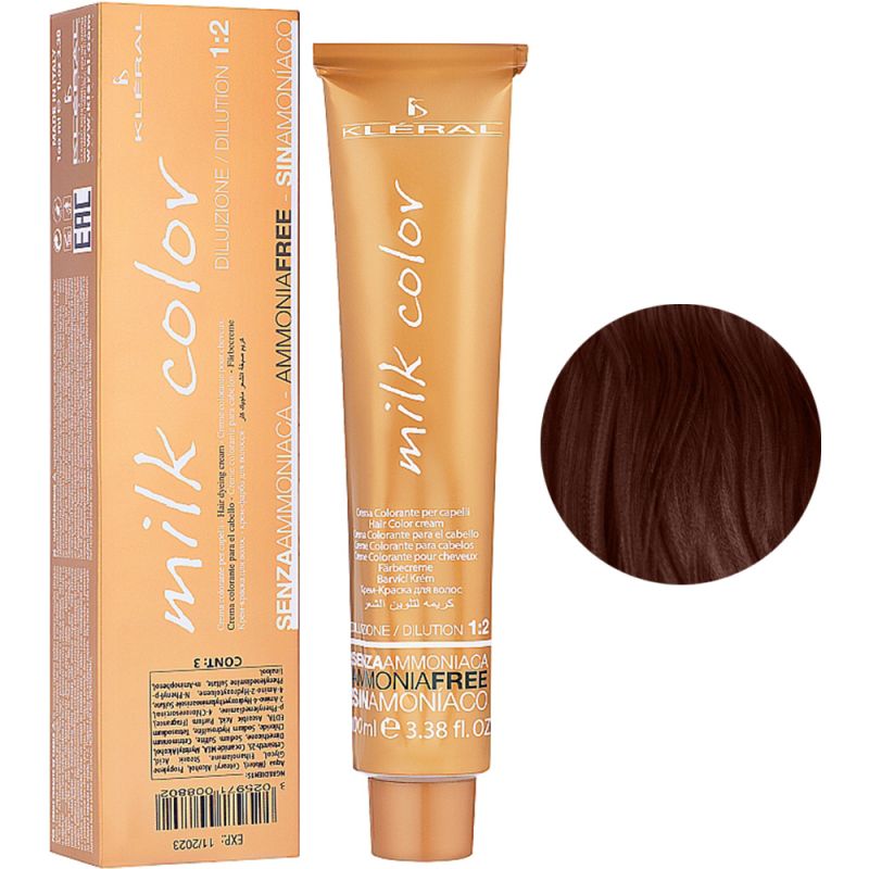 Безаммиачная крем-краска для волос Kleral System Milk Color 5.4 (светло-коричневый медный) 100 мл
