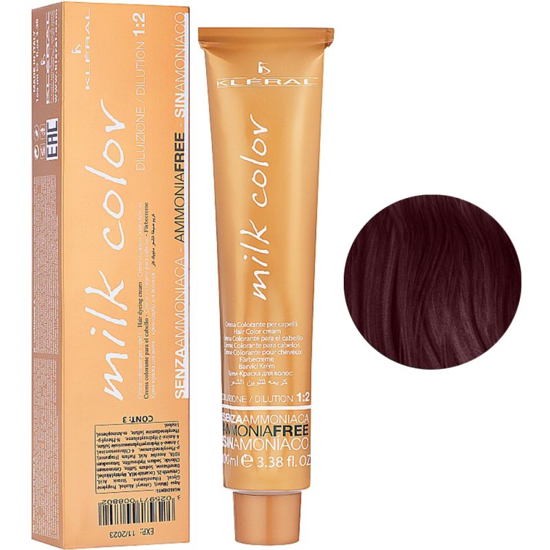 Безаммиачная крем-краска для волос Kleral System Milk Color 5.5 (светло-коричневый махагон) 100 мл
